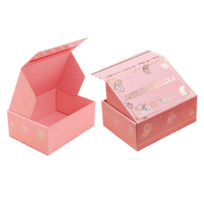 Logo personalizzato Scatola gioielleria rosa Scatola di imballaggio carta cosmetica regalo cartone ondulato