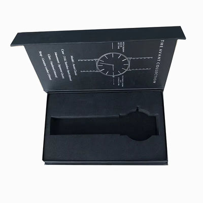Logo personalizzato Orologio intelligente di lusso in cartone nero Magnetico confezionamento regalo scatola orologio singolo con rivestimento di schiuma