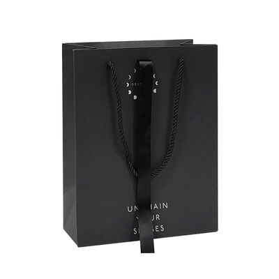 Custom Design Luxury Black Matte Spessore carta abbigliamento confezionamento regalo borsa da acquisto con nastro logo e manico