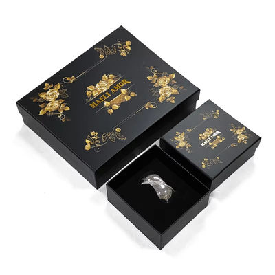 Fabbrica stampa su misura High End gioielli di lusso Set scatole Golden Rose capelli corda copricapo scatola di imballaggio