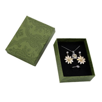 Scatola di imballaggio in cartone verde scuro su misura per gioielli Colletto Bracciale Anelli cassetto regalo con logo stampato