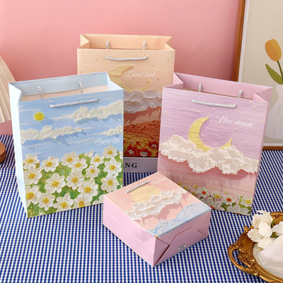 Busta di imballaggio carta regalo Kraft Art personalizzata imballaggio rosa piccolo a mano