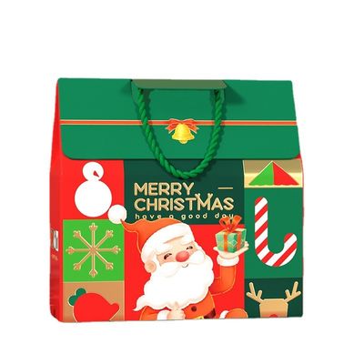Scatola regalo di Natale di lusso su misura con manico 157g carta d'arte 1000g cartone