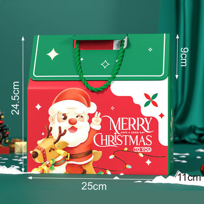 Scatola regalo di Natale di lusso su misura con manico 157g carta d'arte 1000g cartone