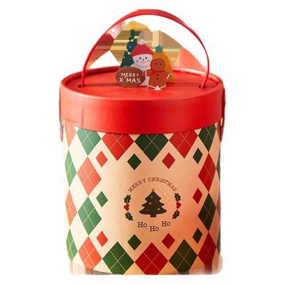 Scatola regalo cilindrica con finitura superficiale a caldo/UV/vernice con logo personalizzato per squisiti regali di Natale