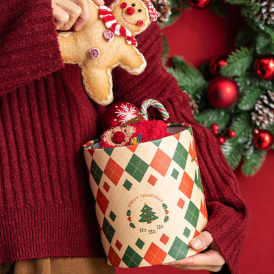 Scatola regalo cilindrica con finitura superficiale a caldo/UV/vernice con logo personalizzato per squisiti regali di Natale
