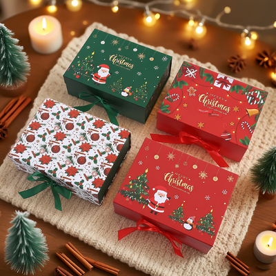 Piccole imprese nastro unico per calzini Custom lusso cartone scatola regalo di Natale con chiusura magnetica UV laminazione