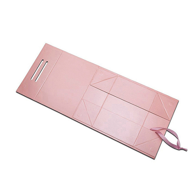 Luxury Pink Printed Magnetic Gift Boxes Ribbon Handle Custom Logo Imballaggio rigido in cartone per abbigliamento