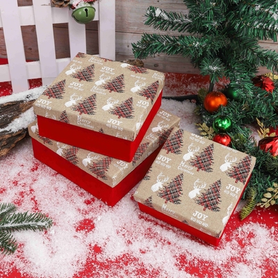 Scatole regalo di Natale con nastro stampato in poliestere personalizzato Scatole regalo per Natale all'ingrosso imballaggio festivo