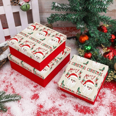 Scatole regalo di Natale con nastro stampato in poliestere personalizzato Scatole regalo per Natale all'ingrosso imballaggio festivo