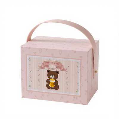 Scatola regalo per bambini personalizzata all'ingrosso in cartone ecologico fatto a mano, scatola portaoggetti per giocattoli con manico
