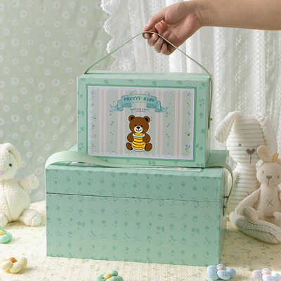 Scatola regalo per bambini personalizzata all'ingrosso in cartone ecologico fatto a mano, scatola portaoggetti per giocattoli con manico
