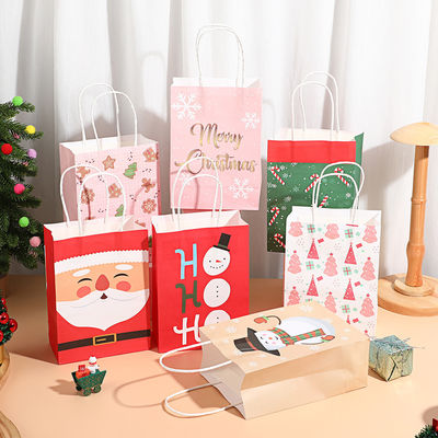 Natale Bambini Borse regalo carta riciclata Babbo Natale uomo di neve Xmas Feste di Natale Favori all'ingrosso vacanza borse per regali