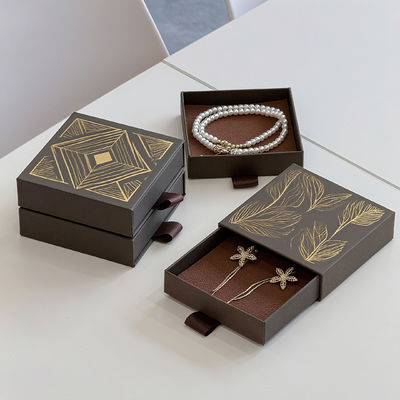 Logo personalizzato ecologico stampato rigido riciclabile stile carta imballaggio cartone cassetto scatola scorrevole per gioielli