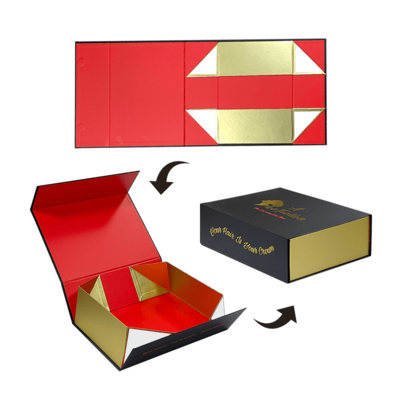Scatola magnetica pieghevole vuota nera in cartone rigido opaco di lusso con logo personalizzato premium ISO9001