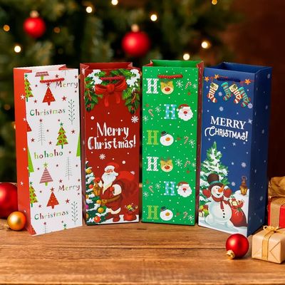 Piccoli sacchetti di carta di lusso personalizzati di Natale con manico a nastro