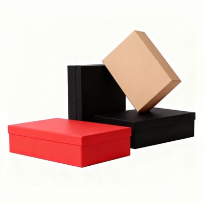 Set di scatole regalo piatte di lusso personalizzate con coperchio arancione e base con sacchetto di carta Caratteristiche: laminazione opaca, goffratura, stampa a lamina d'oro