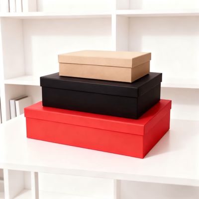 Set di scatole regalo piatte di lusso personalizzate con coperchio arancione e base con sacchetto di carta Caratteristiche: laminazione opaca, goffratura, stampa a lamina d'oro