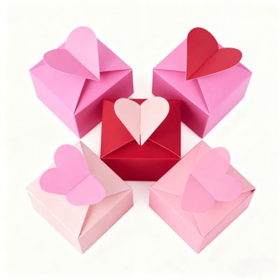 Scatena l'amore del fascino con la nostra esclusiva scatola di carte a forma di cuore, rivestimento in spugna laminata lucida opaca, ogni momento speciale, maniglia per candele