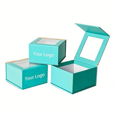 Custom High-end Handmade Magnetic Closure Gift Boxes with Window Packaging Paper Boxes for Hats and Clothing