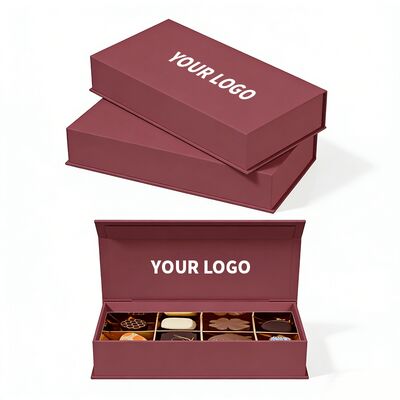 Luxury Environmentally Friendly UV-coated Rigid Cardboard Magnetic Closure Gift Box With Logo for Chocolate Brand Packaging