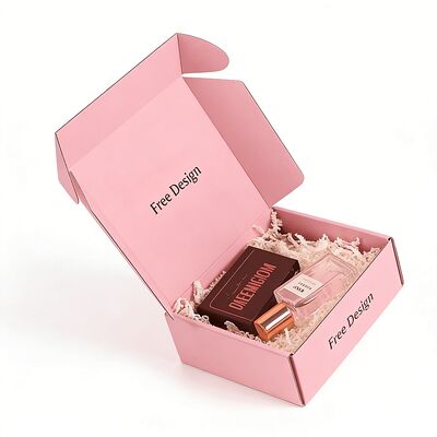 Ingrosso Custom Personalizzato Stampato Rosa cartone ondulato Scatole di imballaggio Cartone postale Scatola di spedizione