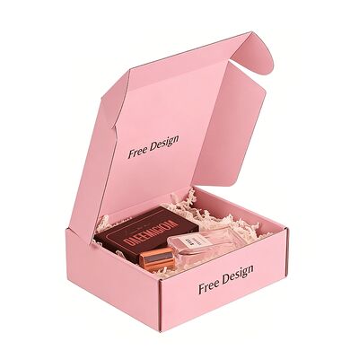 Ingrosso Custom Personalizzato Stampato Rosa cartone ondulato Scatole di imballaggio Cartone postale Scatola di spedizione