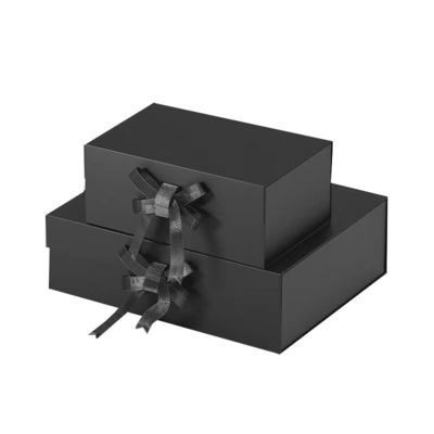 A5 Casella pieghevole rigida e profonda Cassa regalo magnetica pieghevole con design di cravatta a nastro