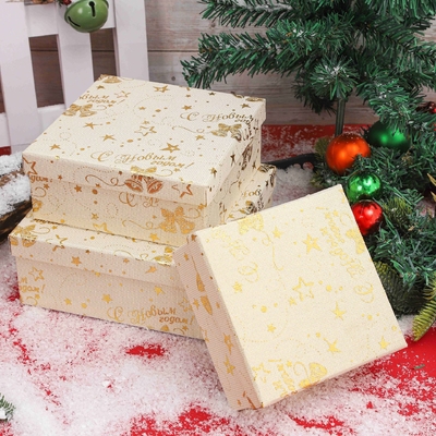 Scatole regalo di Natale con nastro stampato in poliestere personalizzato Scatole regalo per Natale all'ingrosso imballaggio festivo