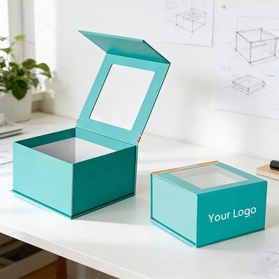 Scatole regalo a chiusura magnetica a mano di fascia alta con confezionamento a finestre Scatole di carta per cappelli e vestiti